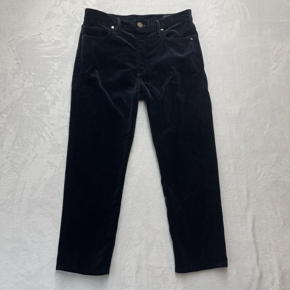 GOLDSIGN Low Slung Jeans Women’s Sz 27 Corduroy Cropped Darkest Navy‎ Fall